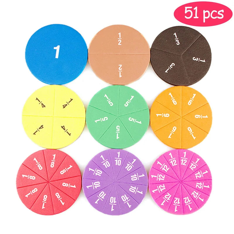 51-piece fraction set designed for interactive decomposition and comparison”