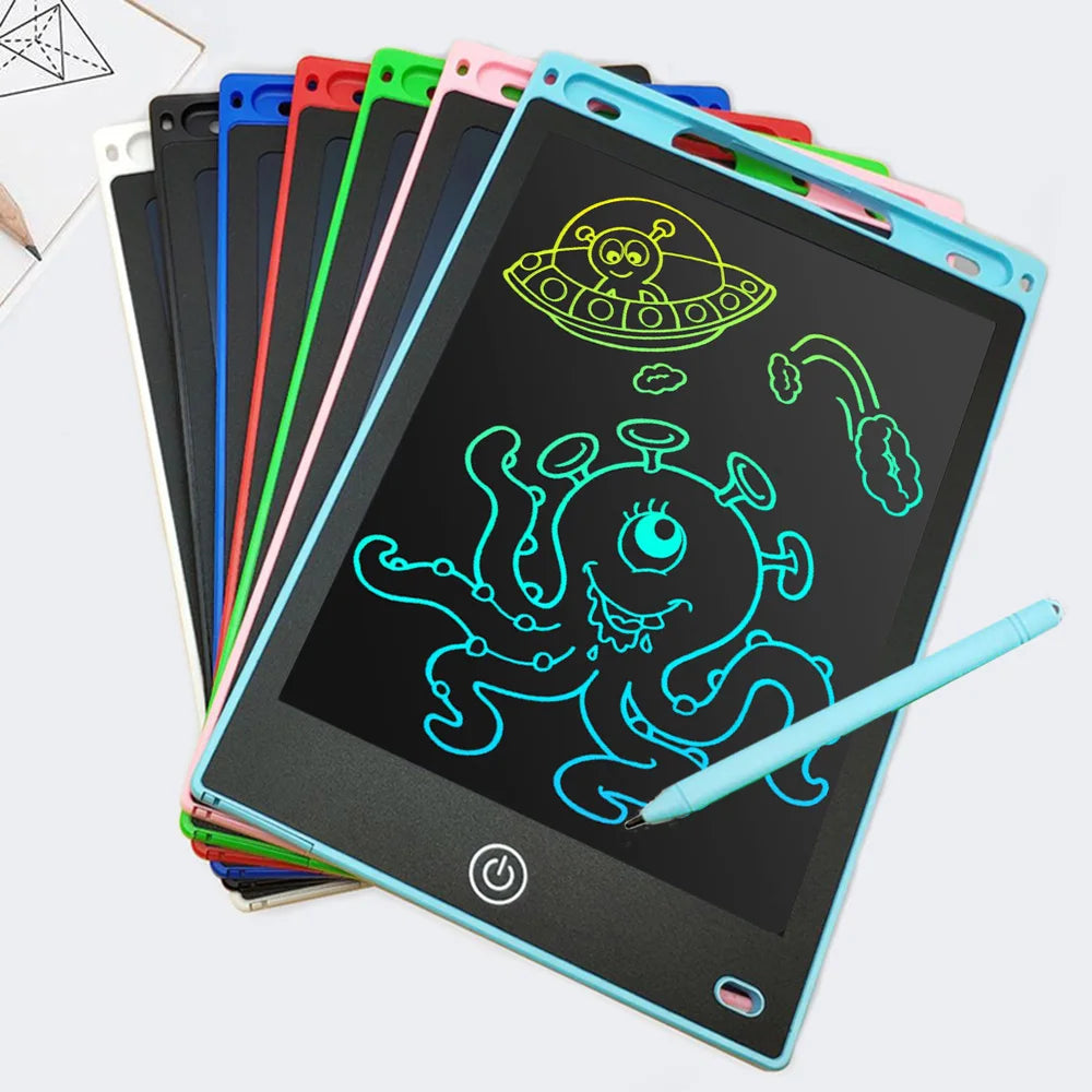 Child drawing on large LCD sketch tablet for sensory and educational play