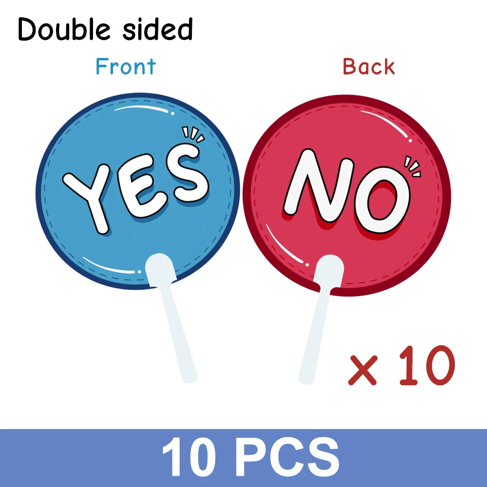 10Pcs Yes No / True False / Thumbs Up Down Paddles