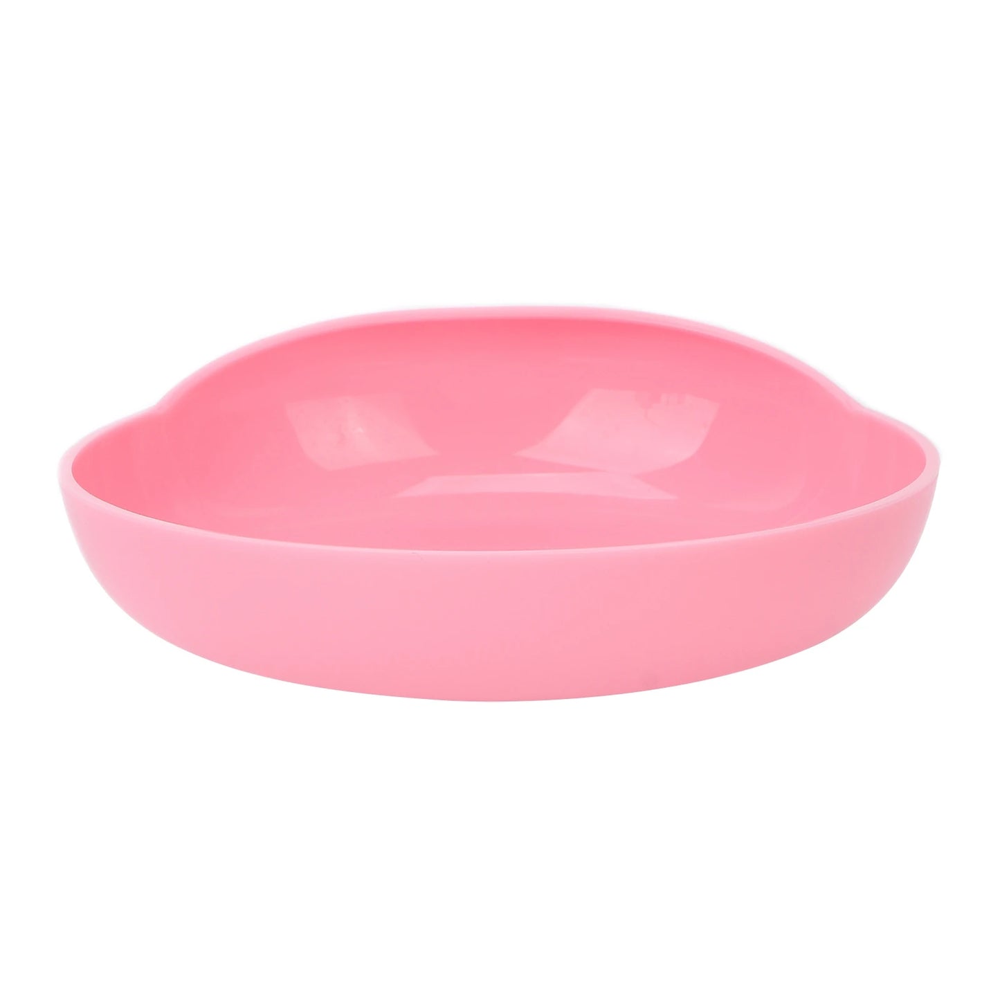 Round scoop dish promoting confident eating and reduced spillage