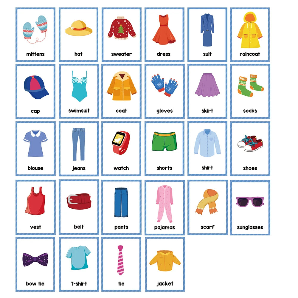 Clothes Flash Cards