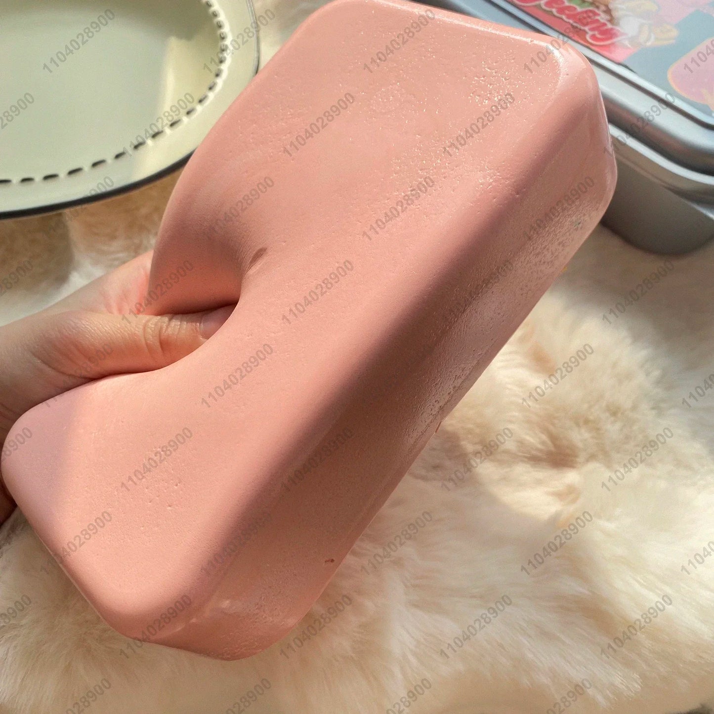 Portable squishy stim toy offering grounding through soft resistance and textured cling