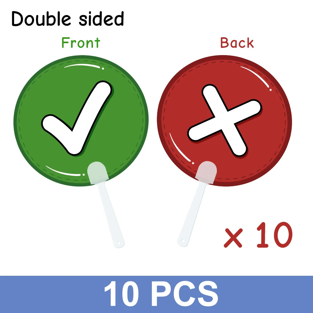 10Pcs Yes No / True False / Thumbs Up Down Paddles