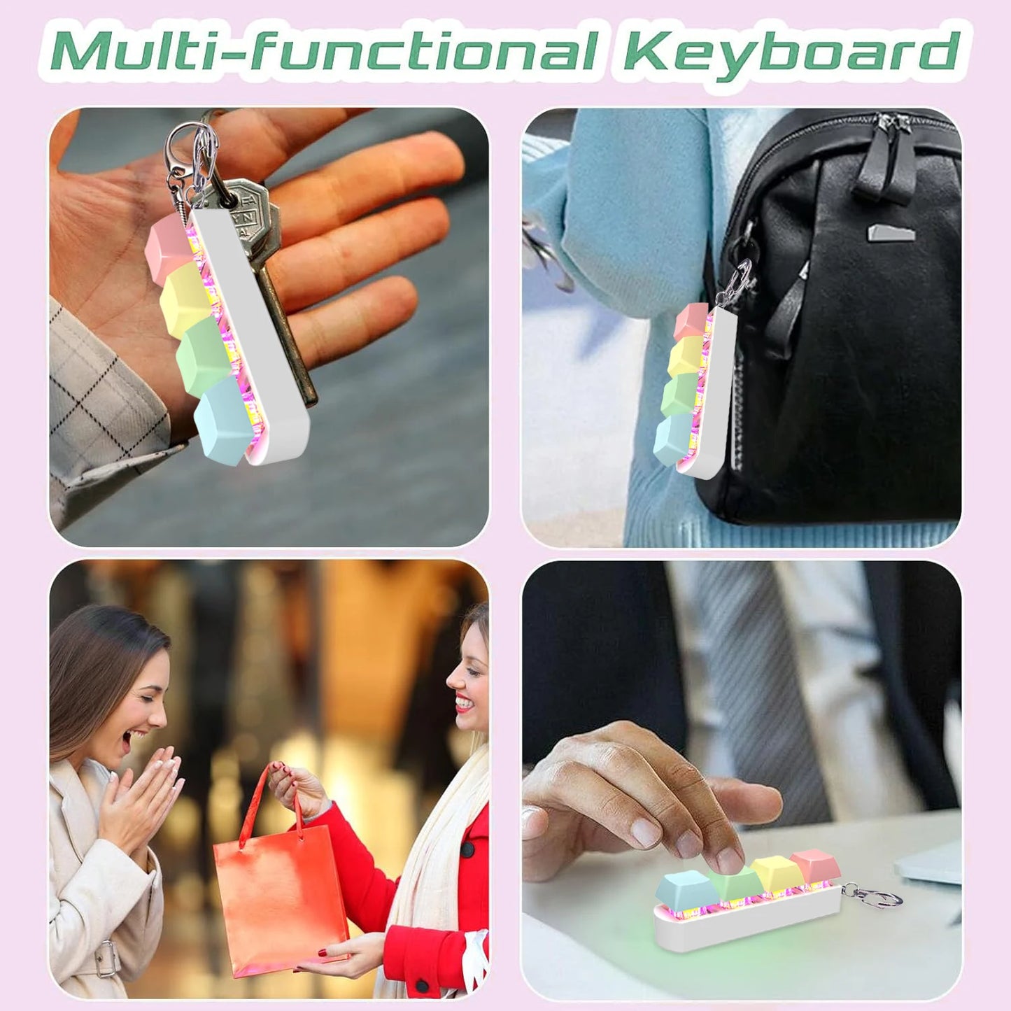 Mini key tester fidget with LED light for discreet emotional grounding