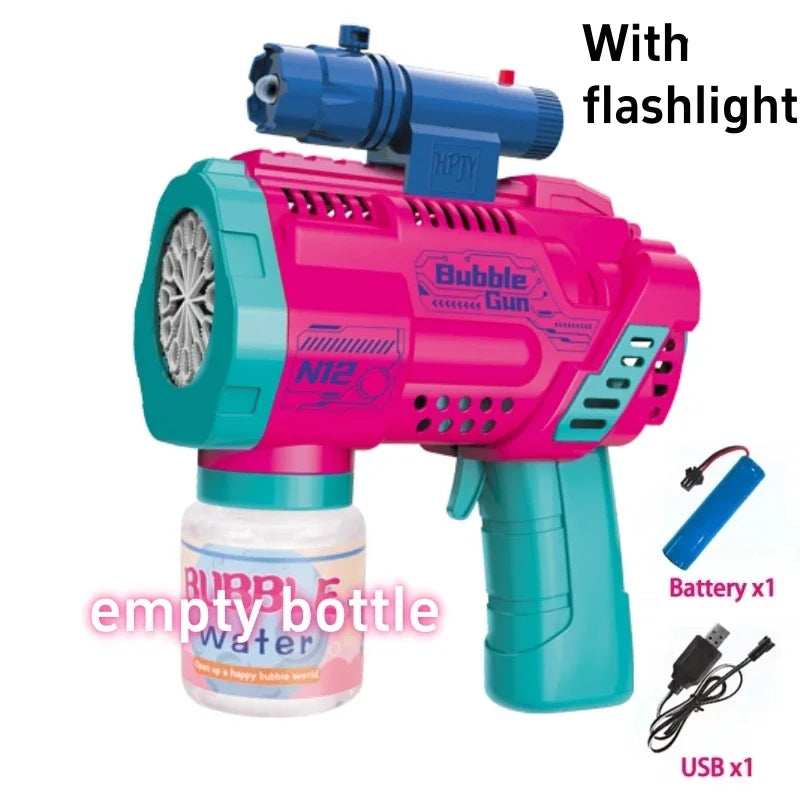 Automatic Bubble Machine Gun Toy With LED Flashlight