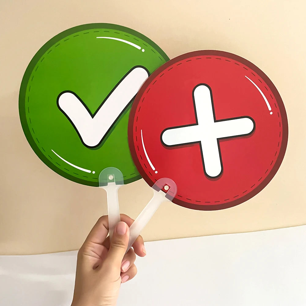 10Pcs Yes No / True False / Thumbs Up Down Paddles