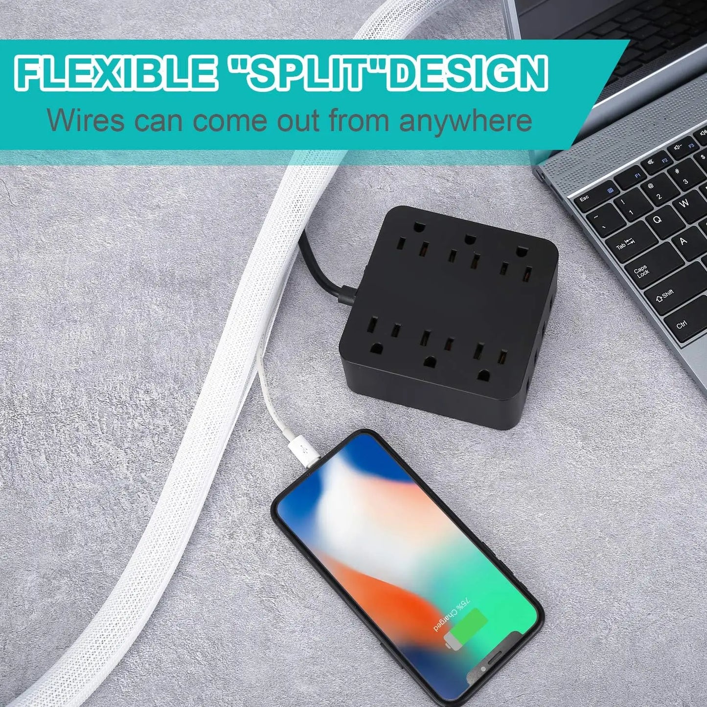 White Cable Sleeve, Protector Wrap Cover