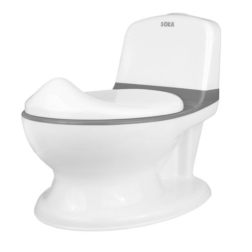 Grey SOKA® potty with sensory-friendly shape and easy-wipe surface, supporting calm routines.