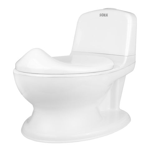 White SOKA® potty training toilet for toddlers with smooth ergonomic seat and minimalist design.