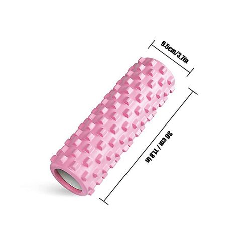 Light pink EVA foam roller supporting core exercises in neurodivergent-safe routines