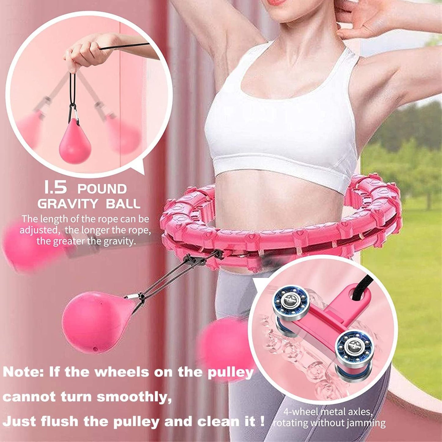 Weighted Fitness Ring – Auto-Spinning Massage & Adjustable Fit (PINK)