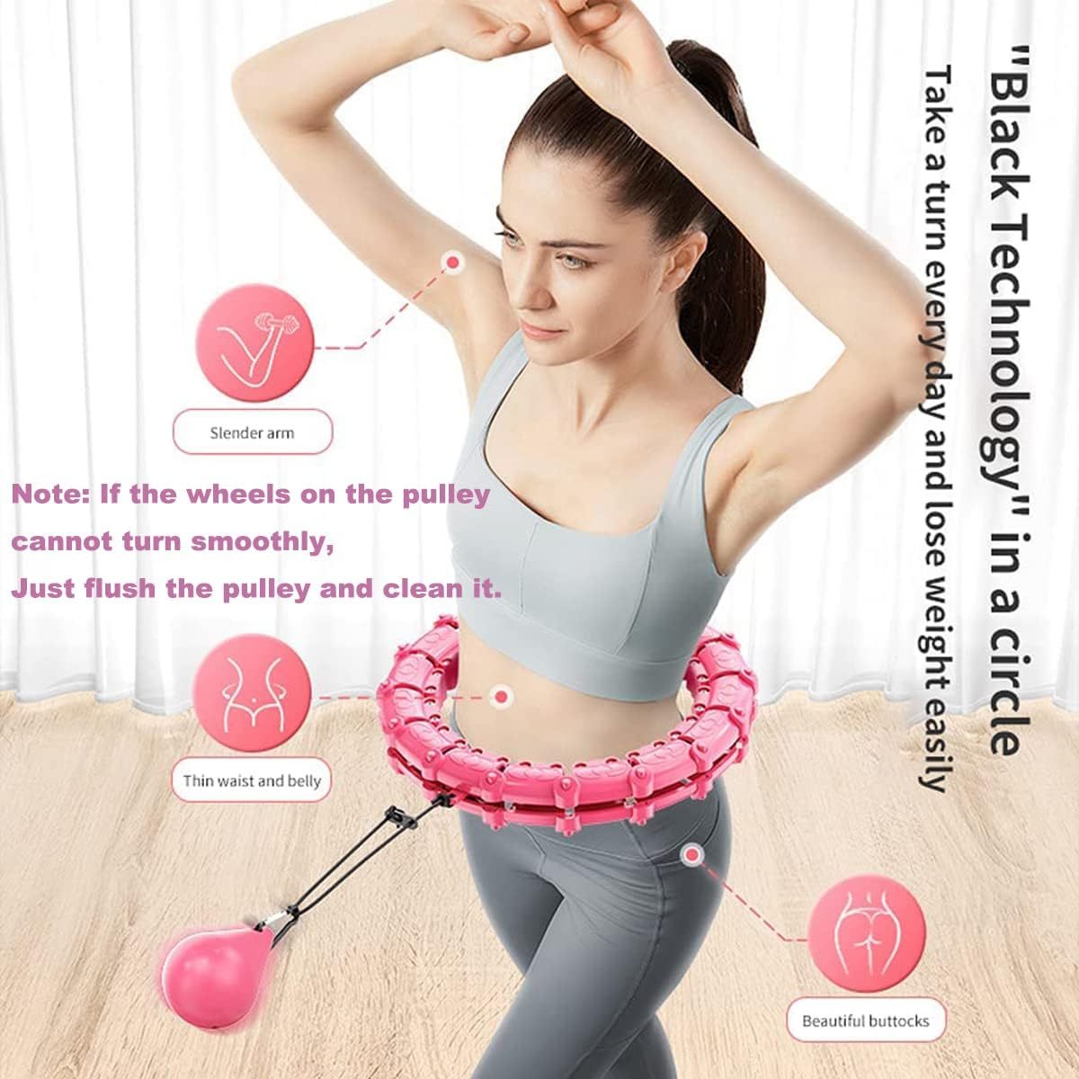 user enjoying smooth movement with adjustable pink fitness ring