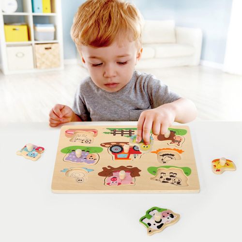 SOKA Farm Peg Puzzle– Wooden Animal Learning Board for Early Reasoning & Motor Skills