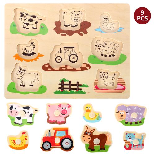 SOKA Farm Peg Puzzle– Wooden Animal Learning Board for Early Reasoning & Motor Skills