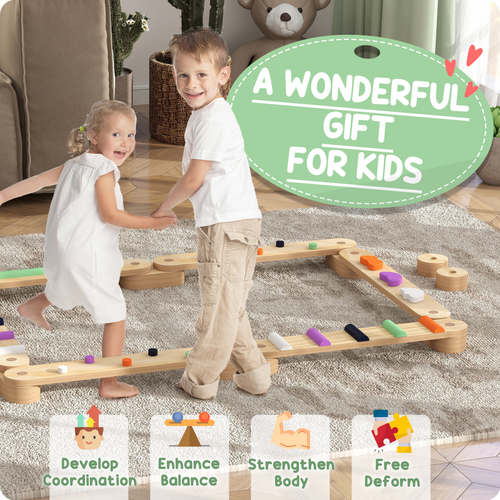 Indoor setup of configurable balance beams supporting posture control and confidence for children aged 3–8