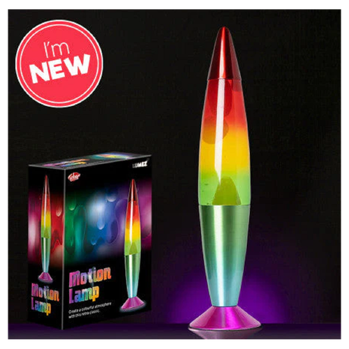 Close-up of rainbow motion lamp, used for emotional regulation and neurodivergent sensory support