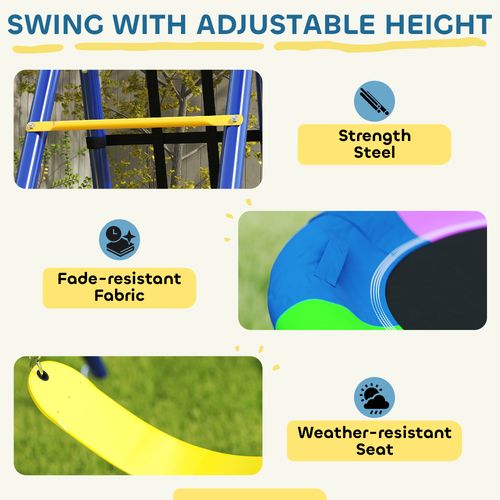 AIYAPLAY 6 in 1 Kids Swing Set with Climbing Net and Ladder