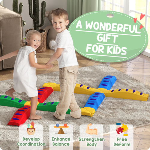 AIYAPLAY 12-Piece Kids Balance Beam Set 347-024V00MX – Configurable Coordination Toy with Anti-Slip Pads