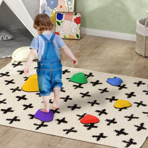 AIYAPLAY 6 PCS Stackable Balance Stepping Stones – Textured Indoor/Outdoor Sensory Set