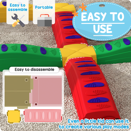 AIYAPLAY 12-Piece Kids Balance Beam Set 347-024V00MX – Configurable Coordination Toy with Anti-Slip Pads