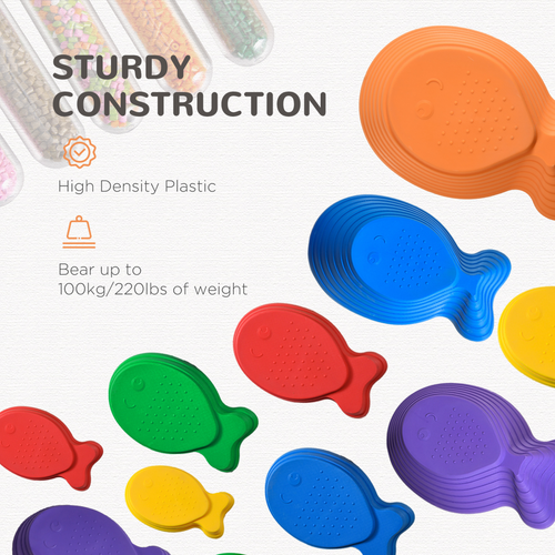 11-Piece Fish-Shaped Balance Stepping Stones – Sensory Coordination Set for Active Play