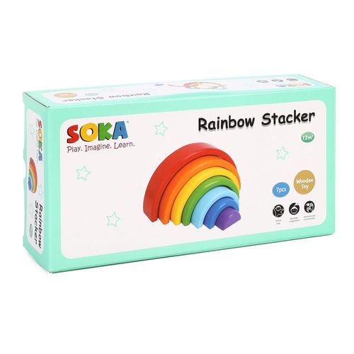 SOKA Rainbow Stacker toy packaging on a white background