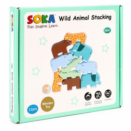 SOKA Wild Animal Stacking – Montessori-Inspired Wooden Balance Puzzle Toy