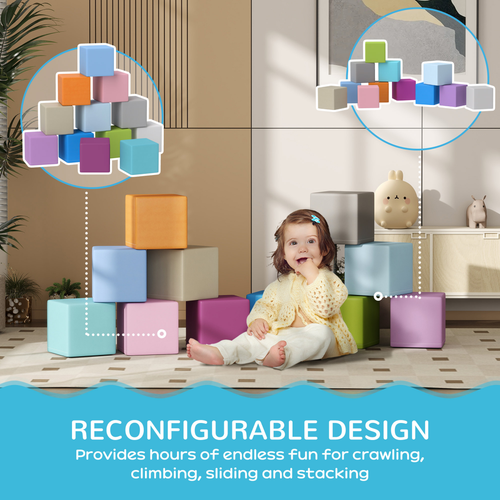Stacked HOMCOM foam pieces shown in modular layout for early movement exploration