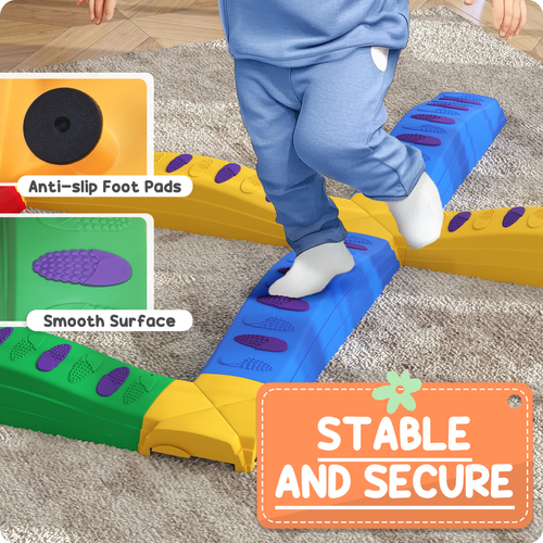 AIYAPLAY 12-Piece Kids Balance Beam Set 347-024V00MX – Configurable Coordination Toy with Anti-Slip Pads