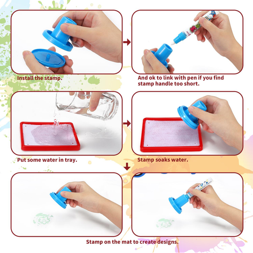 Child painting with clean water on reusable mat to build fine motor control and colour awareness