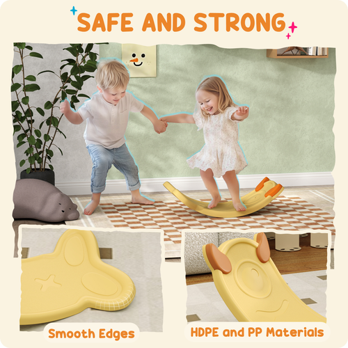AIYAPLAY Yellow Monster Wobble Board – Dual-Sided Balance Trainer for Kids (Ages 3–6)