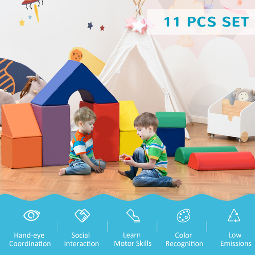 11-Piece Soft Foam Puzzle Blocks Set – Toddler-Safe Learning & Sensory Toy