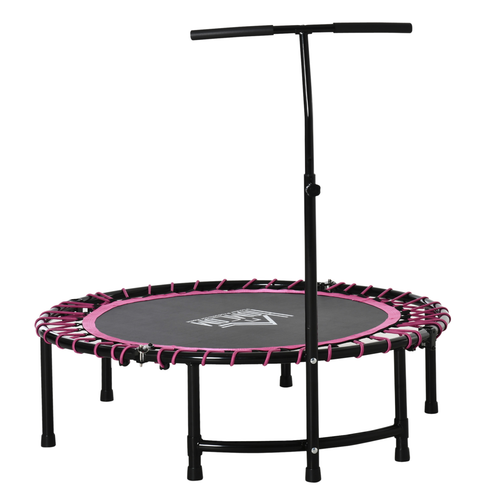 Pink HOMCOM rebounder trampoline with adjustable safety handle for sensory movement play