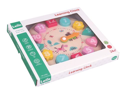 LELIN Wooden Learning Clock – Shape Sorting & Time Reading Toy