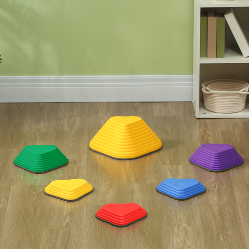 AIYAPLAY 6 PCS Stackable Balance Stepping Stones – Textured Indoor/Outdoor Sensory Set