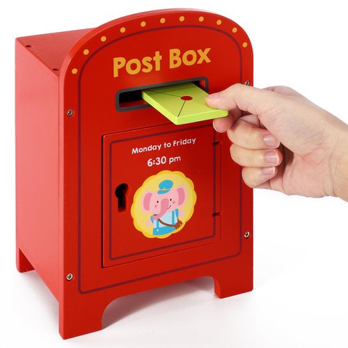 Close-up of SOKA pretend postbox with smooth finish and letter slot supporting sensory-friendly interaction