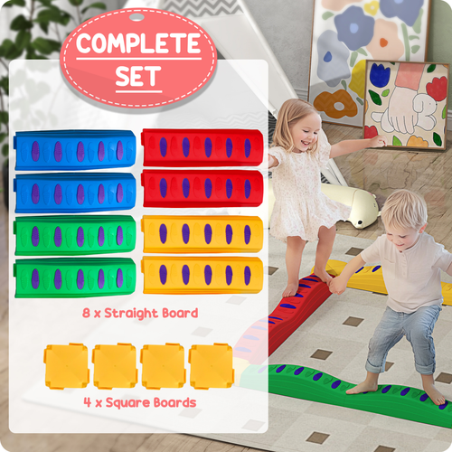 AIYAPLAY 12-Piece Kids Balance Beam Set 347-024V00MX – Configurable Coordination Toy with Anti-Slip Pads