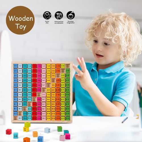 Child using colourful 12×12 maths block set to build numeracy confidence and memory patterns