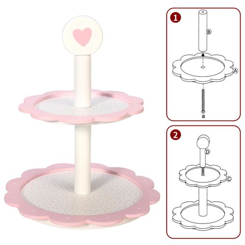 SOKA Dessert Tower Heart – 2-Tier Pretend Cake Stand Playset