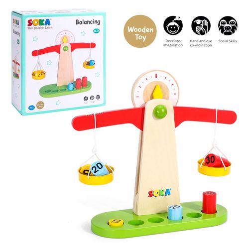 SOKA Wooden Balancing Toy – Early Learning Scale & Weights Set