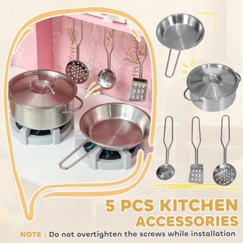 AIYAPLAY Play Kitchen Kids Kitchen Set – Pink