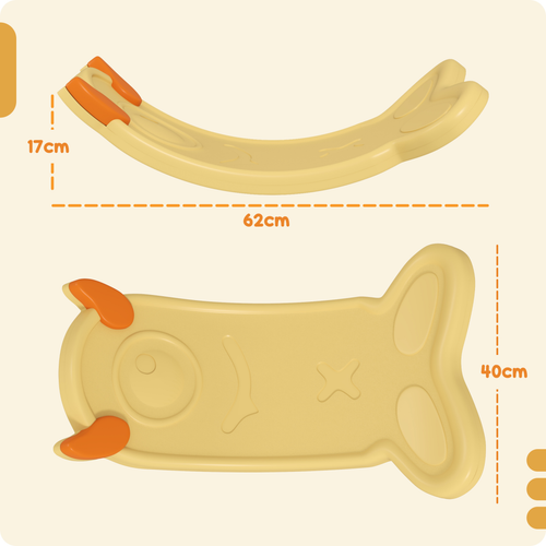 AIYAPLAY yellow monster-themed wobble board with dual-sided balance surface for sensory play