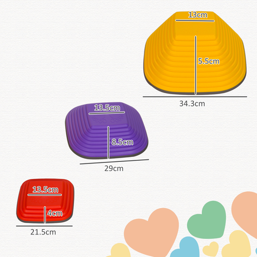 Stackable multicolour balance pods designed for imaginative movement and postural control