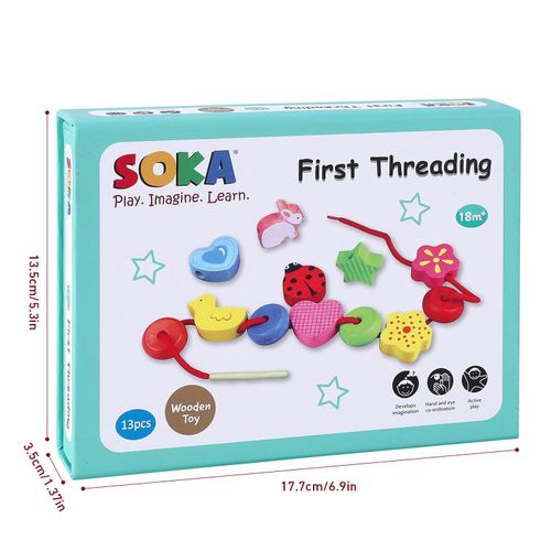 SOKA First Threading Blocks – Fine Motor Lacing Toy Ages 3+