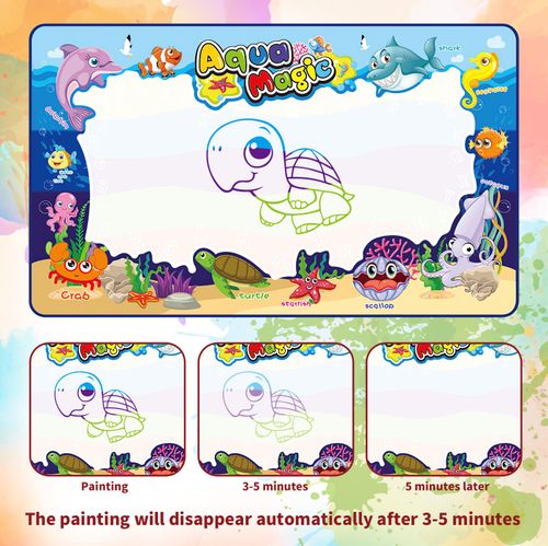 Large foldable doodle mat laid out with accessories for imaginative group drawing play