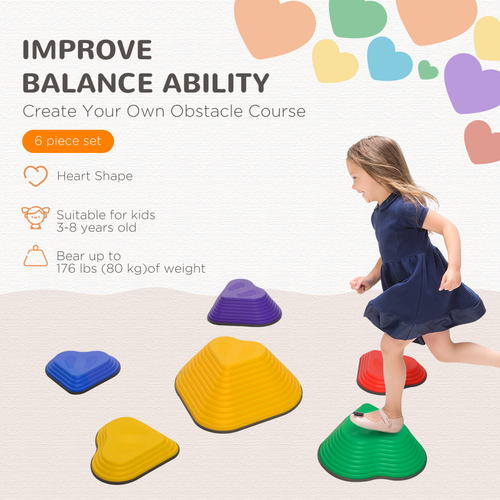 AIYAPLAY 6 PCS Stackable Balance Stepping Stones – Textured Indoor/Outdoor Sensory Set
