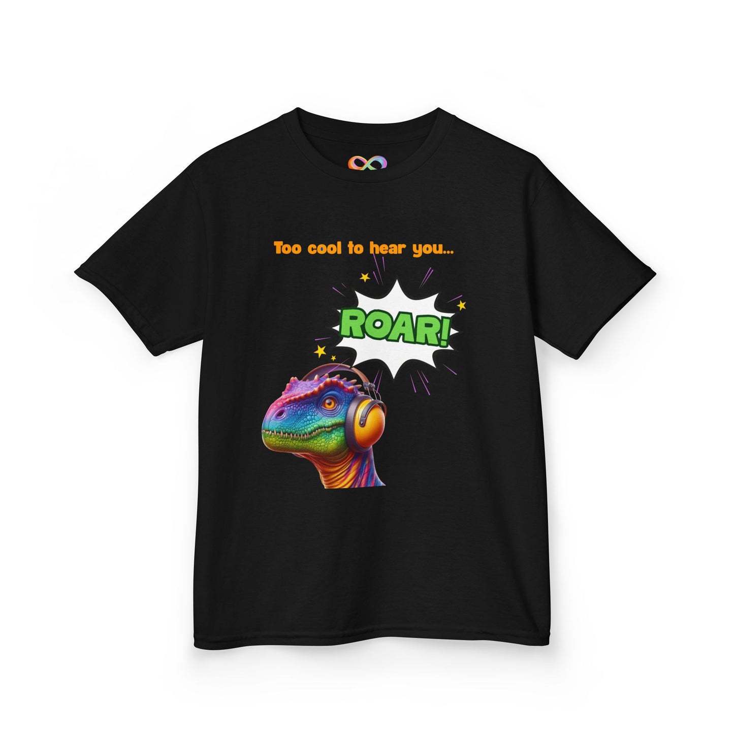 Dino Ear Defender Kids Tee – Sensory-Friendly Cotton T-Shirt for Expressive Style