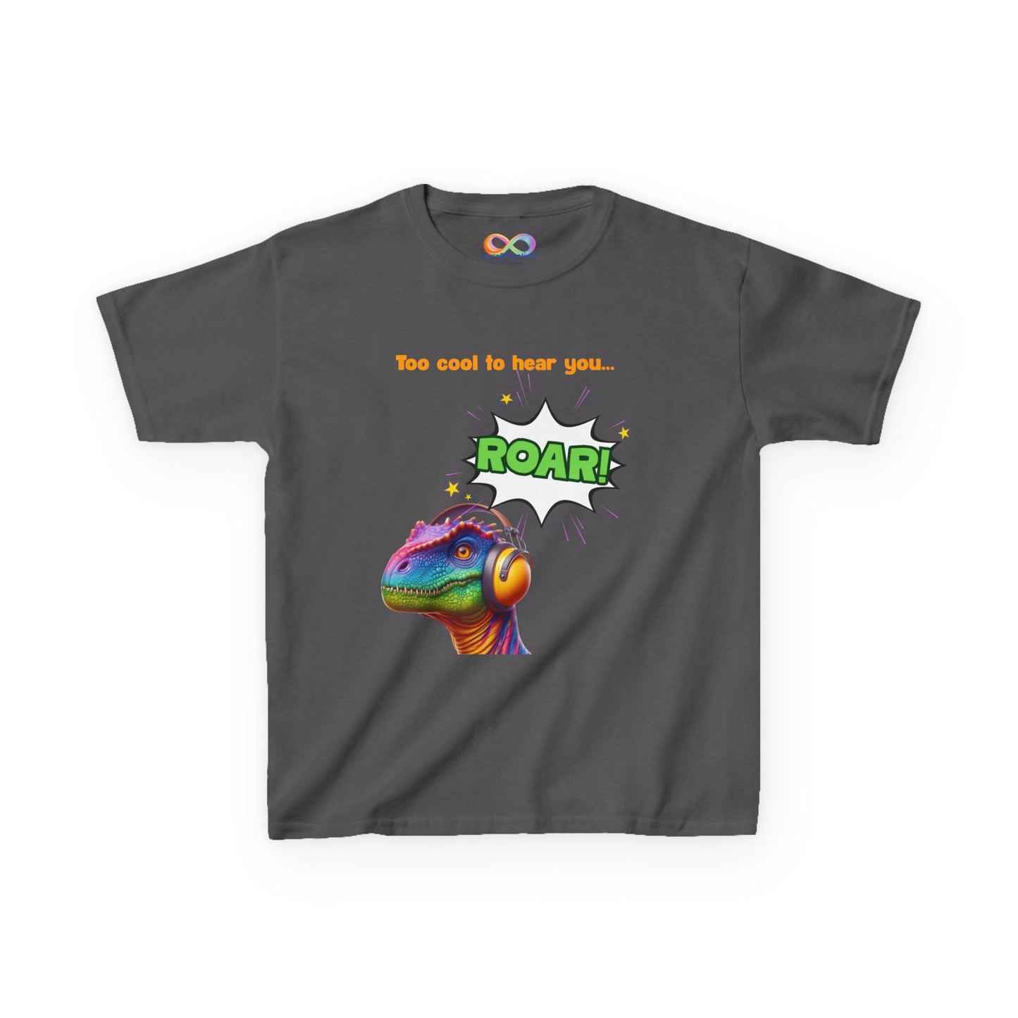 Dino Ear Defender Kids Tee – Sensory-Friendly Cotton T-Shirt for Expressive Style