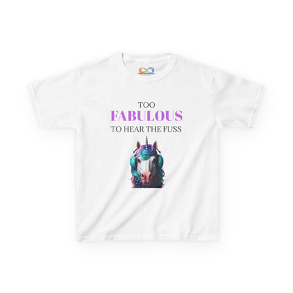 Girls Unicorn Ear Defender Tee – Colourful Cotton T-Shirt for Neurodivergent Joy