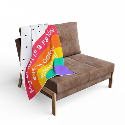 Rainbow Fleece Blanket – Colourful Arctic Throw for Sensory-Friendly Comfort
